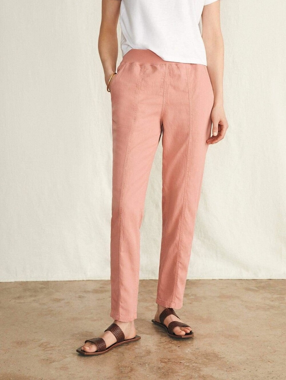 Faherty Arlie Day Pants Tapered Linen Faded Rose Size Medium